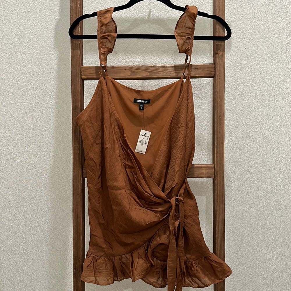 Express Satin Ruffle Wrap Cami